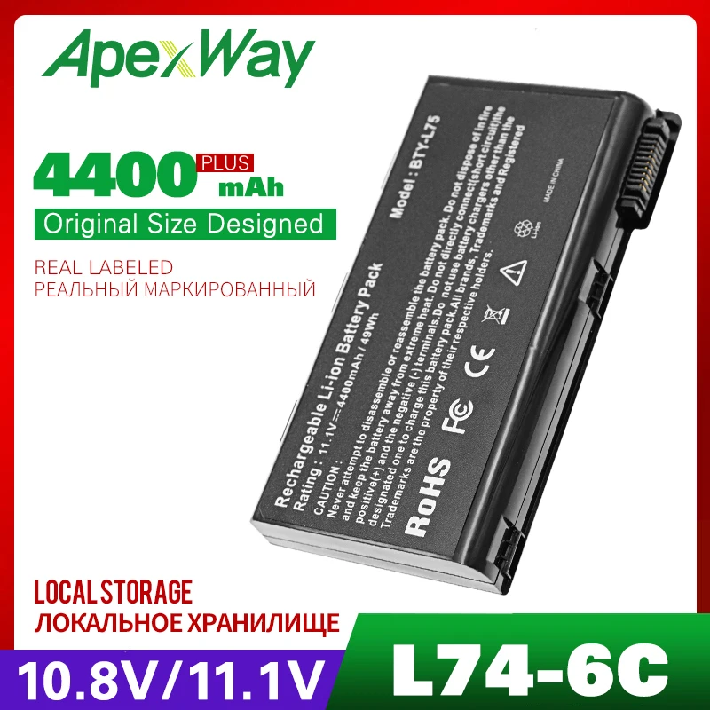 4400 мАч аккумулятор для ноутбука MSI BTY-L74 BTY-L75 MS-1682 91NMS17LD4SU1 91NMS17LF6SU1 957-173XXP-101 957-173XXP-102 CX600 серии