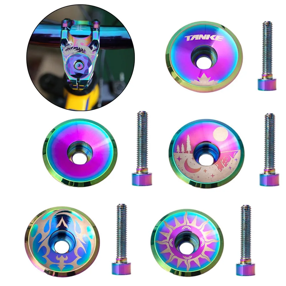

1-1/8 Inch Bicycle Headset Cap Colorful Aluminum Alloy Headset Top Cap Cover With Screw For 28.6mm Fork Cycling Accessories Part
