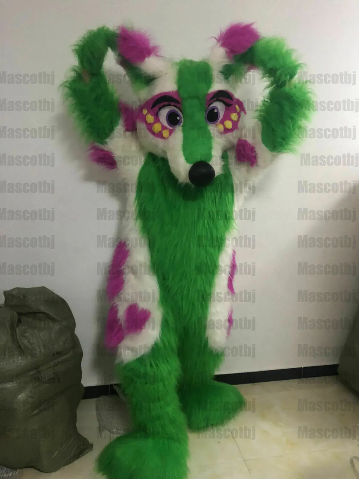 Длинный Меховой Костюм Хаски для косплея собаки из зеленой лисы костюм Хэллоуина