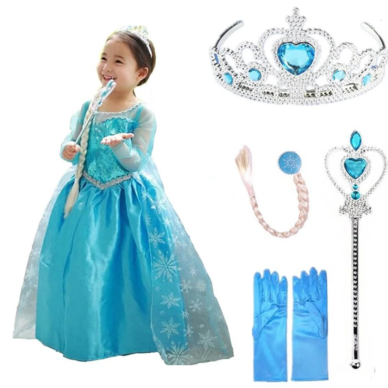Новинка Платье Эльзы Косплей Снежная королева принцесса Снежинка Анна Эльза
