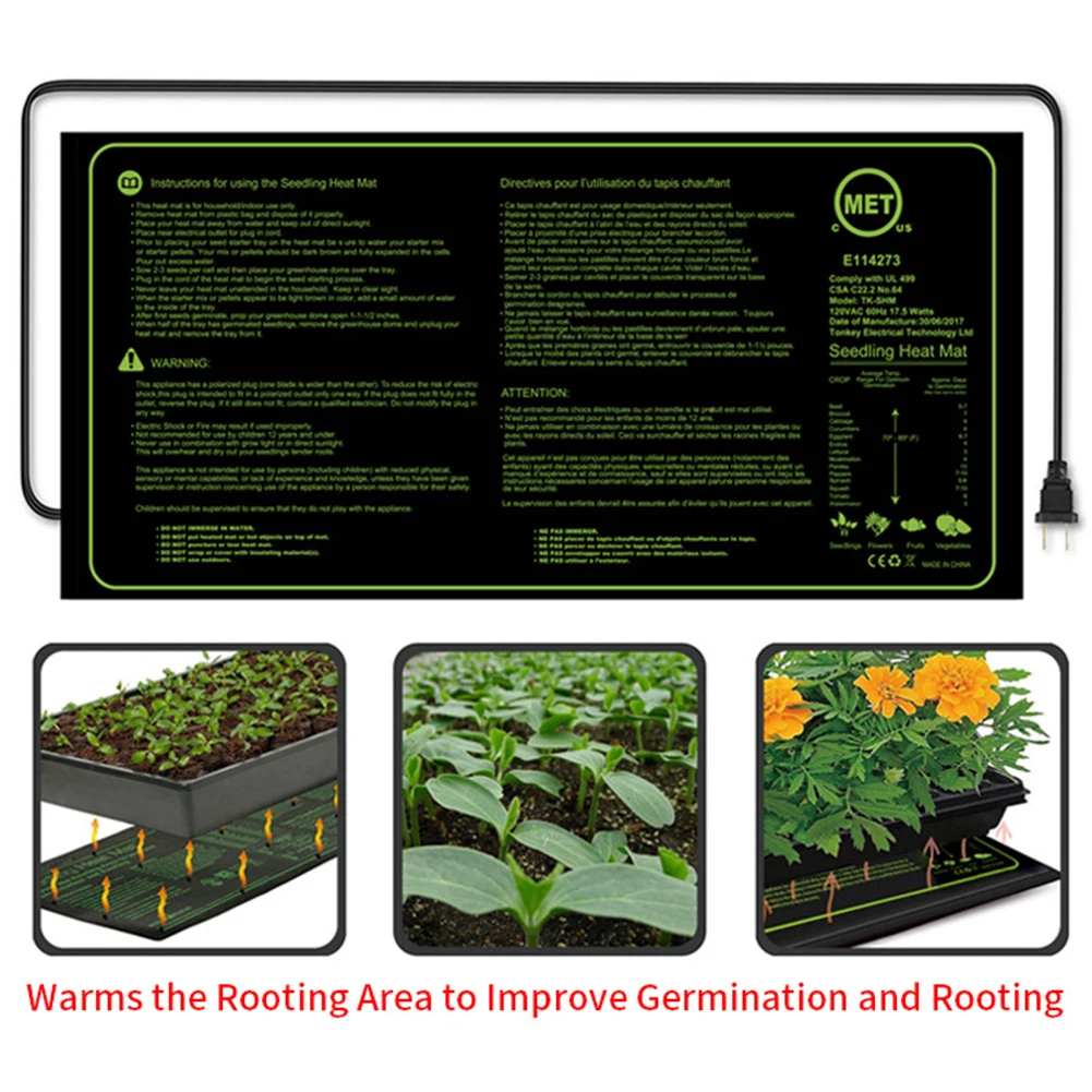 

Seedling Heating Mat 20x10inch Waterproof Plant Seed Germination Propagation Clone Starter Pad EU/US/AU/UK Plug Garden Supplies