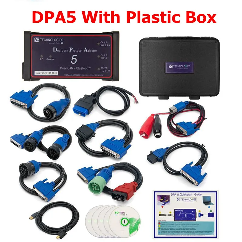 full set plastic Без Bluetooth Dpa5 Dearborn Protocol Adapter 5 сверхмощный грузовик сканер CNH DPA 5 работает для мульти-брендов многоязычный - Цвет: full set plastic