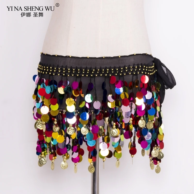 

Women Belly Dance Costume Hip Scarf Wrap Sequins Belt Belly Dancer Accessories Belt Colorful Sequins Chiffon Belt 10 Colors New