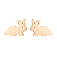 cute cartoon rabbit earrings lovely animal bunny stud earrings for teens fancy female accessories mujer stainless steel jewelry