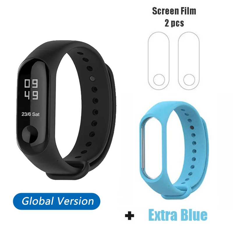 Global..Blue..Film Xiaomi mi Band 3 mi band 3 умный Браслет многоязычный 50 м водонепроницаемый браслет пульсометр фитнес распродажа - Цвет: Global..Blue..Film