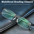 1,56 асферические линзы, многофокальные прогрессивные очки для чтения, бифокальные лучи, защита от УФ, защита от сисветильник, пресбиопические очки в полуоправе