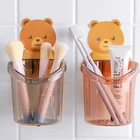 Держатель для зубных щеток с мультяшным медведем, настенный органайзер для ванной комнаты, бытовая детская коробка для хранения зубных щеток