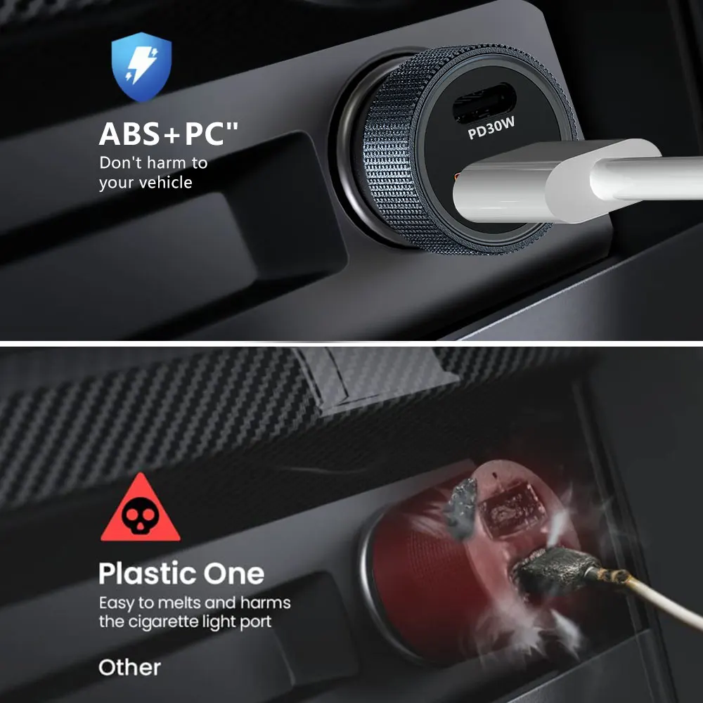 geyiren usb car charger type c 30w fast charing 2 port 5a 12 24v electronic cigarette lighter adapter usb socket for all phone free global shipping