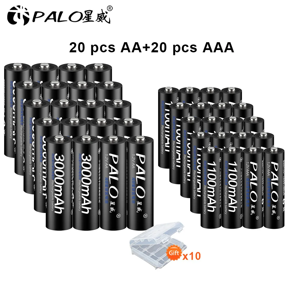 20-20 Новые 8шт AA аккумуляторы 3000мАч 1.2В AA+ Ni-MH AAA аккумулятор 1100mAh аккумуляторы 3А AA аккумулятор для игрушек питания - Цвет: 20-20