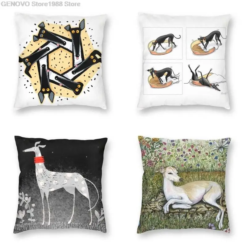 

Lustige Cartoon Greyhound Kissen Abdeckung 45x45 Wohnkultur Sofa Bett Tier Whippet Hund Werfen Kissen Fall für Wohnzimmer zimmer