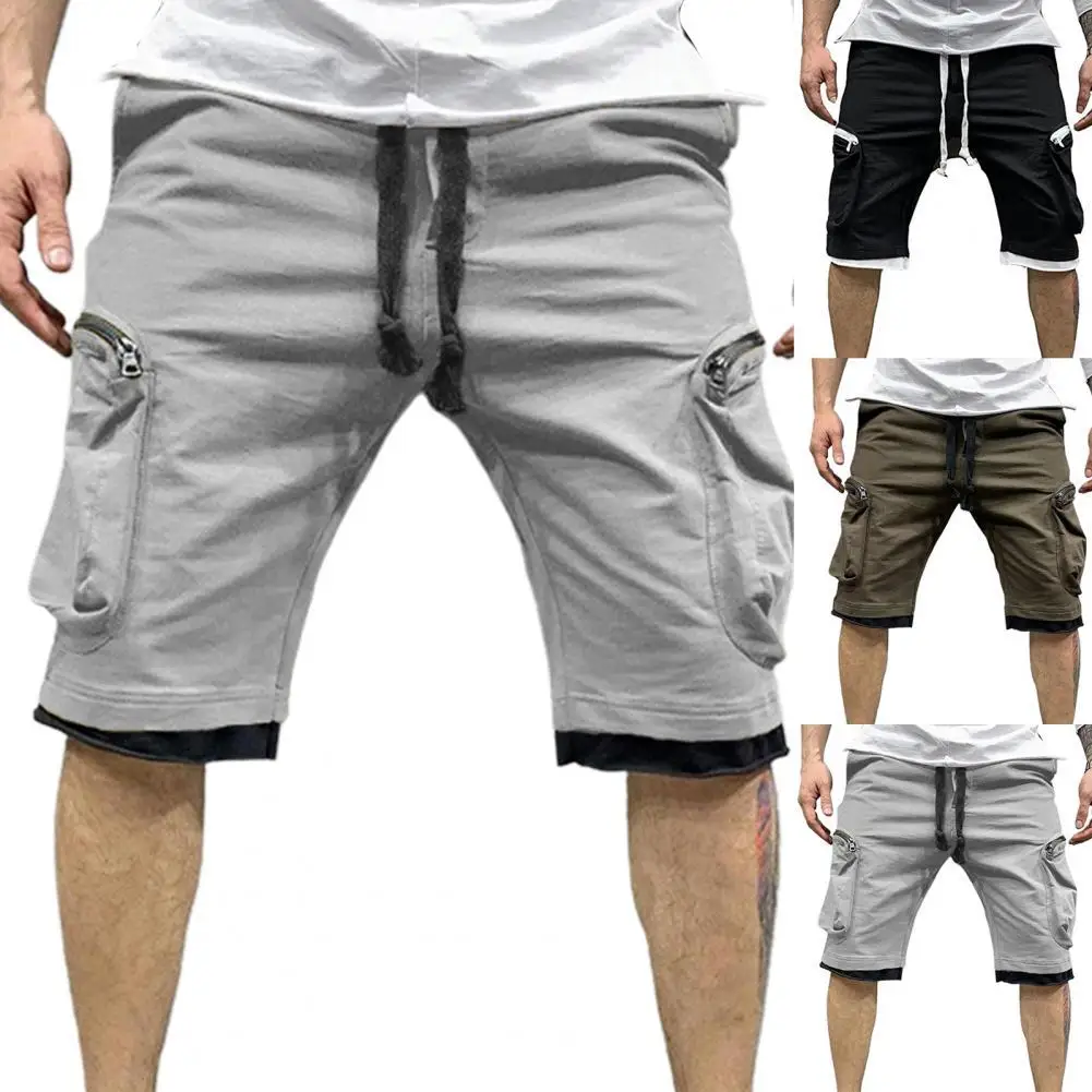 

Men Summer Cargo Shorts Outdoor Beach Fifth Pants Fake Two Piece Cargo Shorts Men Wide Leg Straight Sweat Shorts Streetwear gym