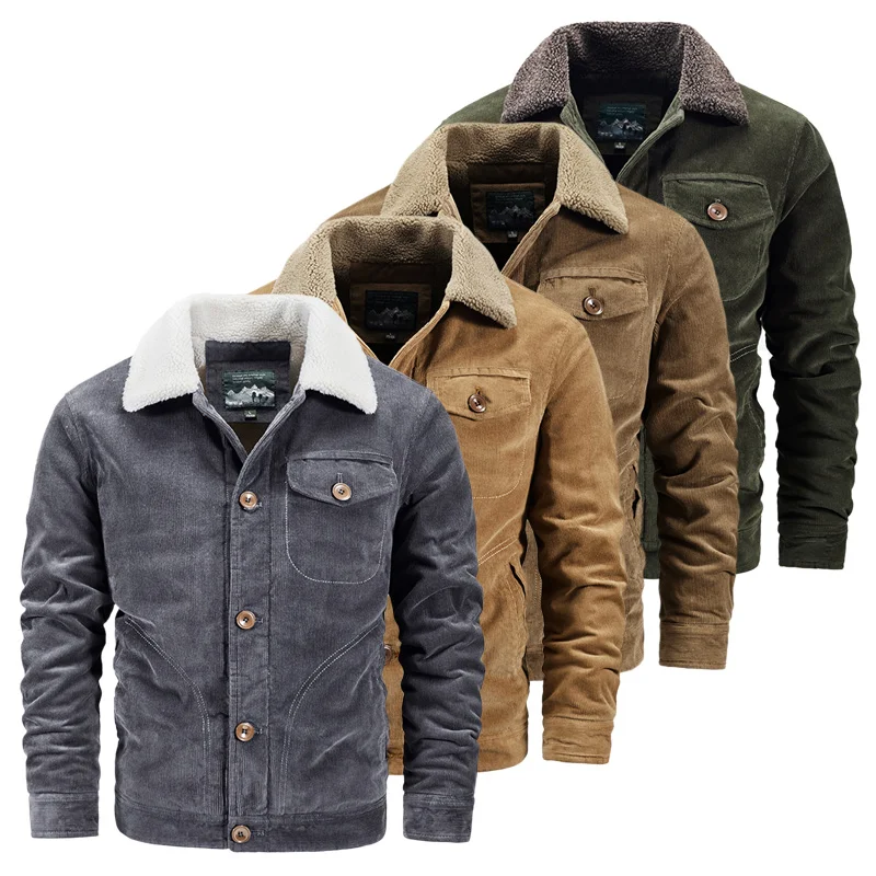 

2020 Men Winter Jacket Warm Thick Corduroy Cotton Coat Men Clothing Loose Fleece Jacket for Men Casual Parkas Streetwear