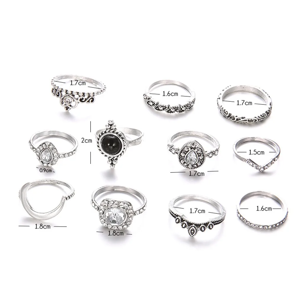 Новый дизайн 10 комплектов винтажные кольца для женщин корона стразы подарок