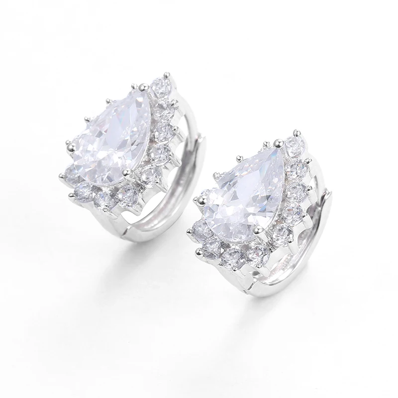 Low Price Women Pear Cut Zircon Clip Earrings Fashion Jewelry Promotion CLE001 | Украшения и аксессуары