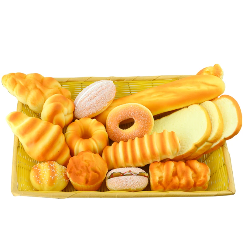 Simulaci&oacute;n de pan de juguete fragante, descompresi&oacute;n de alimentos, decoraci&oacute;n de frutas, muebles, modelo de pan falso, accesorios de rebote lento-4