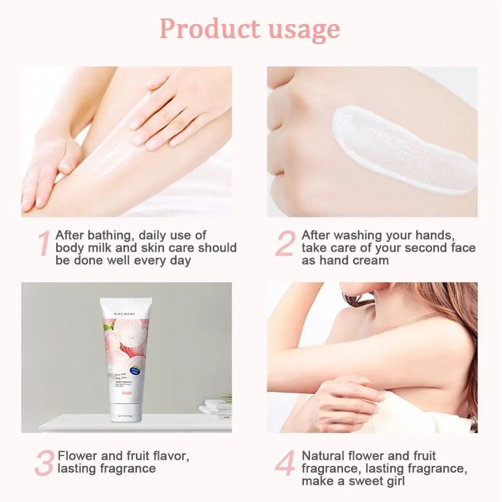 

peach body lotion brightens skin tone moisturizes skin lasts fragrance milk body cream 1pcs