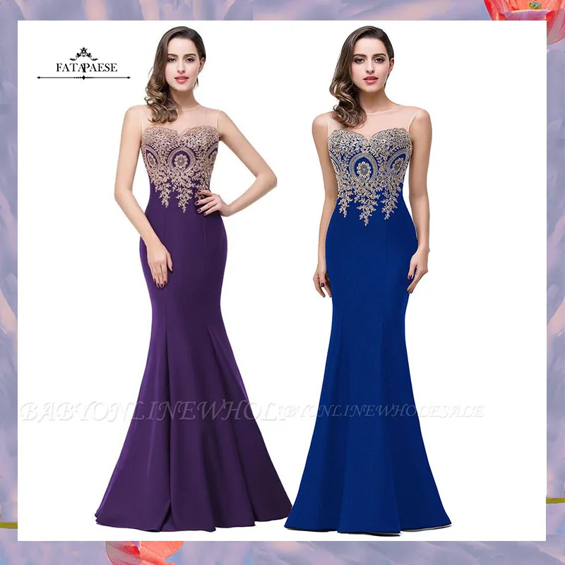 Дешевые прозрачные платья с золотыми аппликациями Синие \ сиреневые королевские