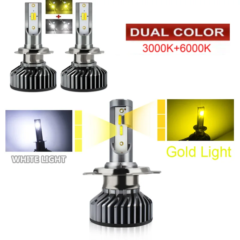 

Светодиодная лампа Canbus H1, H3, 9005, HB3, 9006, HB4, H8, H9, H11, H7, H4, 6000K, 3000K, 4300K, два цвета, белый, желтый светильник