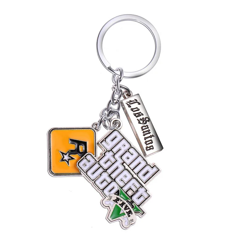 

Anime Game Grand Theft Auto V Keychain Multi Function Decorate Keyring Women Man Loves Badge Logo Gift Charm Popular Key Pendant