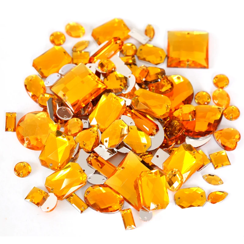 100 шт./пакет различные размеры формы много цветов акриловые пришивные стразы с