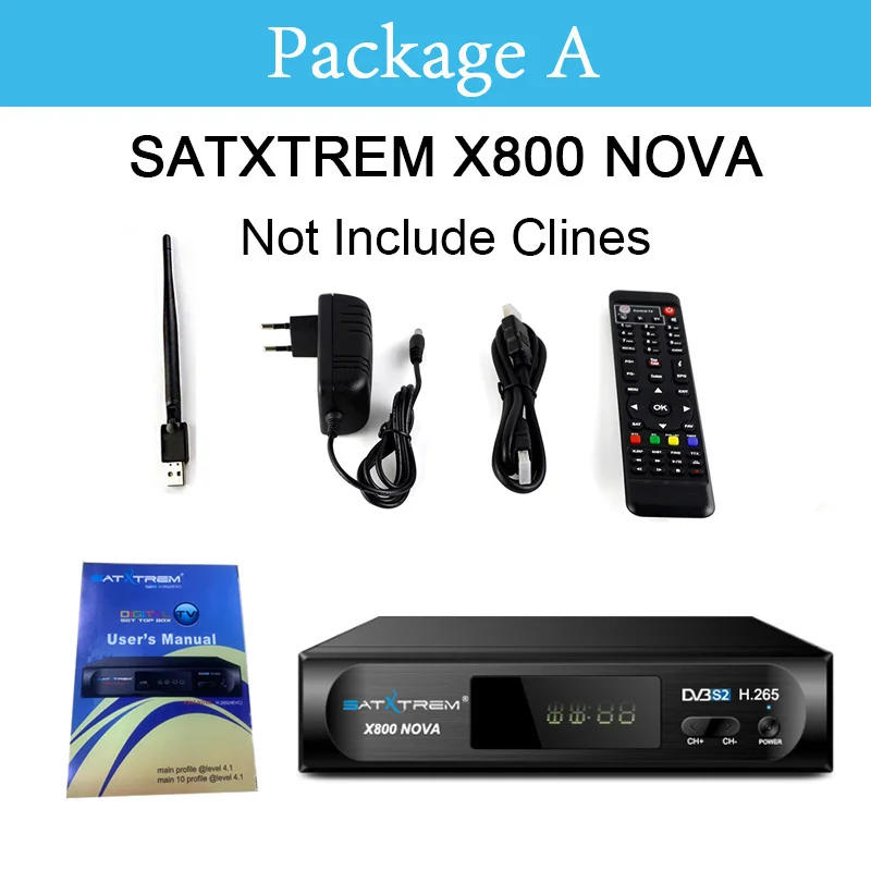 With Wifi Спутниковый ресивер ТВ Декодер для тюнера satxtrem X800 Nova DVB-S2 LNB с европейской камерой поддержка Powervu HD IP tv Cam combo Rec eptor - Цвет: With Wifi