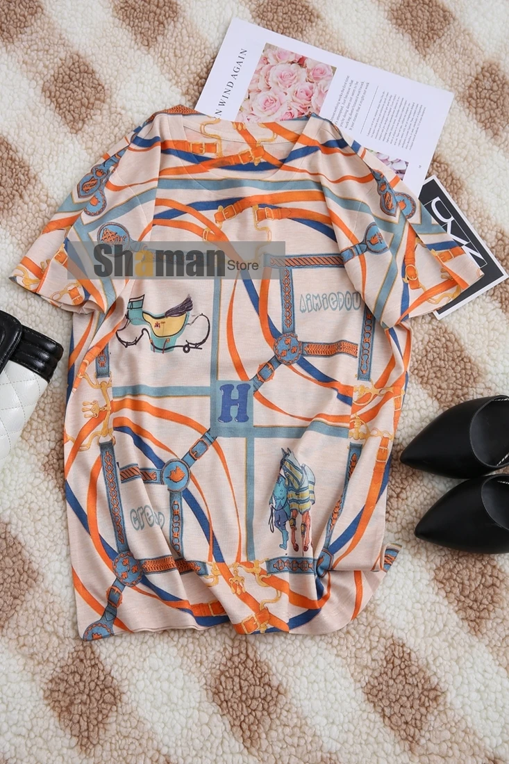

luxury dsigner 21 summer high end classic print short sleeve women sexy top T-shirt super soft cotton graphic t shirts tee tops