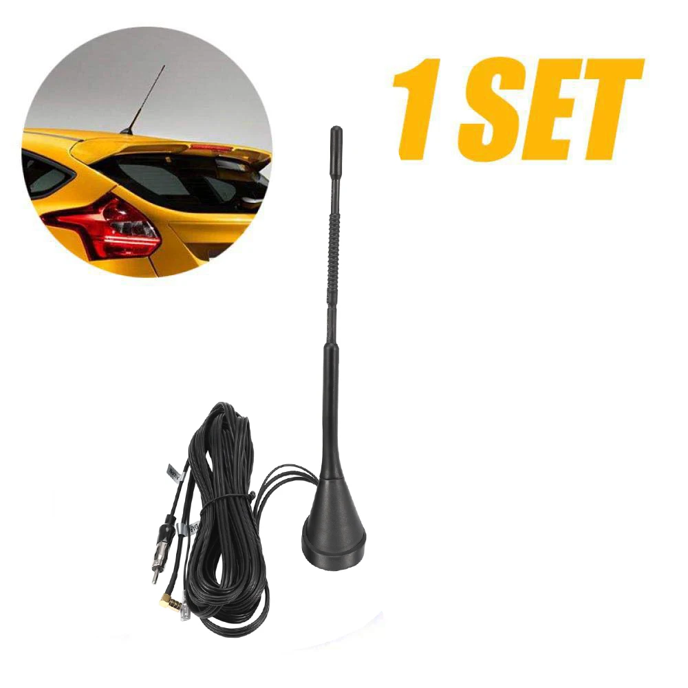 1 Set Black Universal Car Roof Mount AM FM Radio Antenna Aerial Base Kit Active Amplified DAB + Mast | Автомобили и мотоциклы