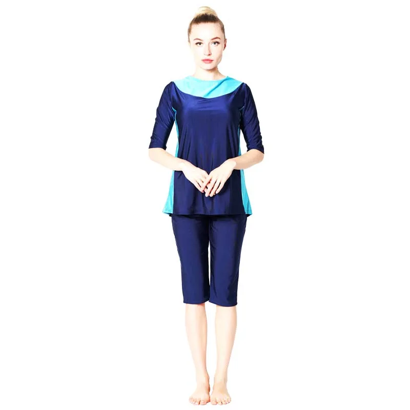 Shehang Мусульманский купальник женский исламский скромный лоскутный хиджаб с