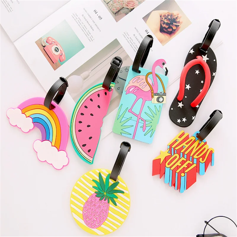 

Cute Flamingo Luggage Tag Suitcase Identifier Rainbow Tag Boarding Pass Cartoon Cute Tag Consignment Card Bus Card Sets