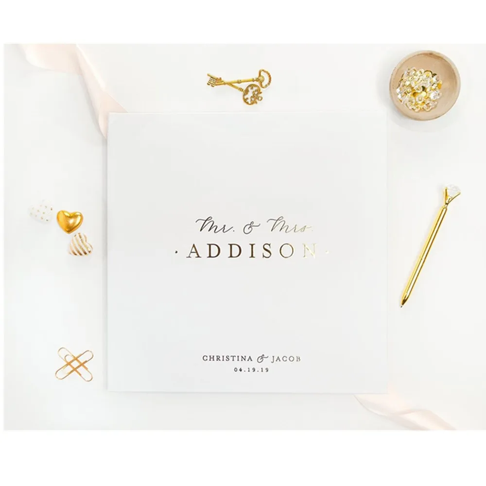 

personalize Wedding Guest Book Printed printing names and date guestbook Monogram Gold Foil Birthday custom Instant Photo Book