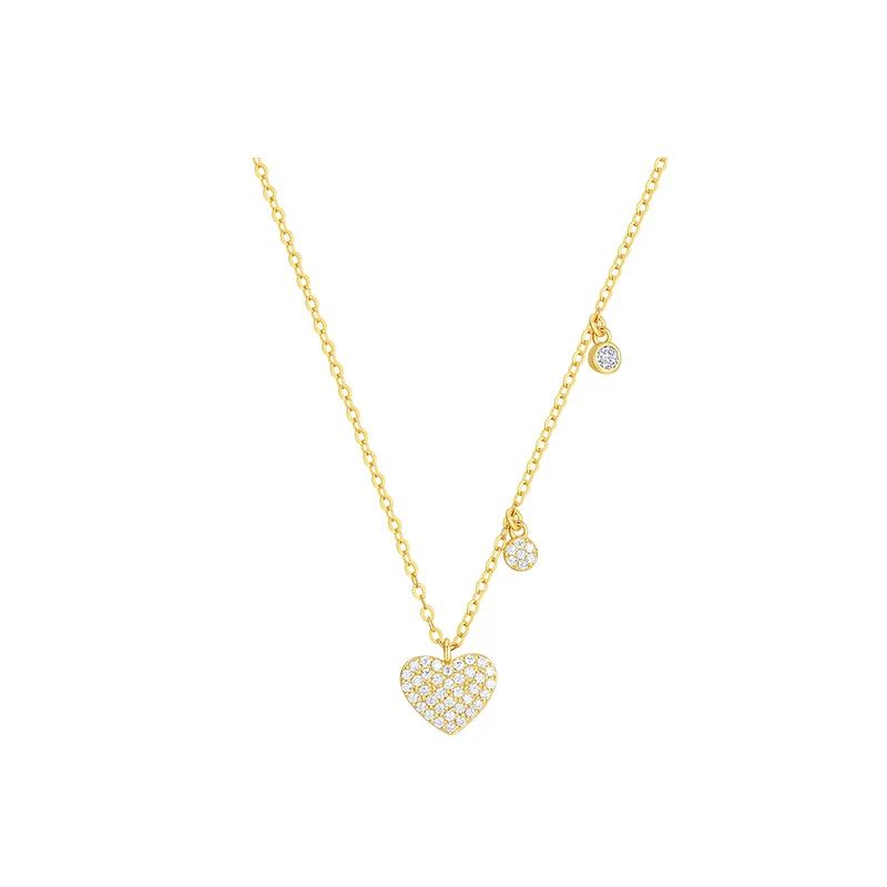 

JIAN S925 Heart Necklaces Crystal Pendant Choker Trendy Gold Color Chain Birthday Gifts for Girlfriend Women Fashion Jewelry