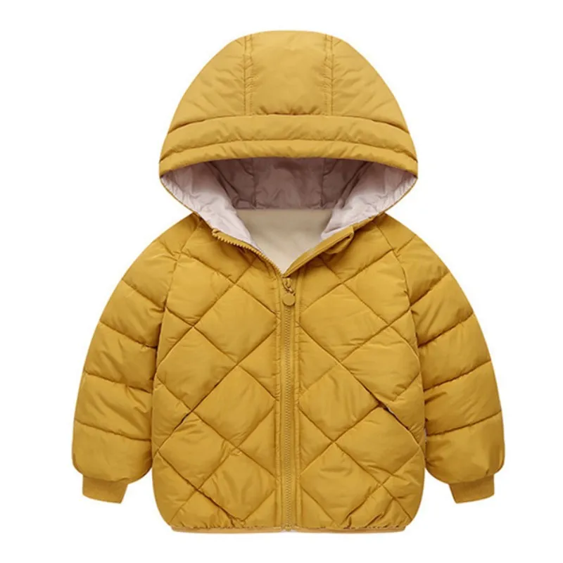 Yellow Осенне-зимняя теплая куртка Верхняя одежда для девочек куртки для мальчиков модные куртки для маленьких девочек детская утепленная верхняя одежда с капюшоном детская одежда - Цвет: Yellow