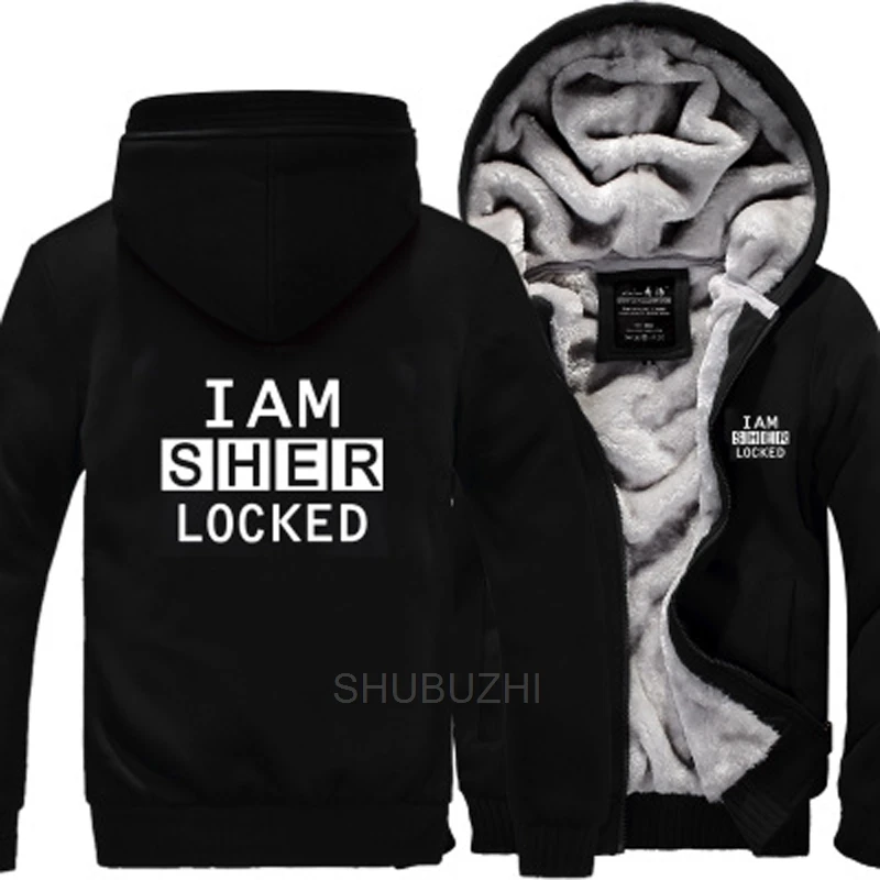 Мужская толстовка с капюшоном I Am lock зимние теплые флисовые толстовки надписью