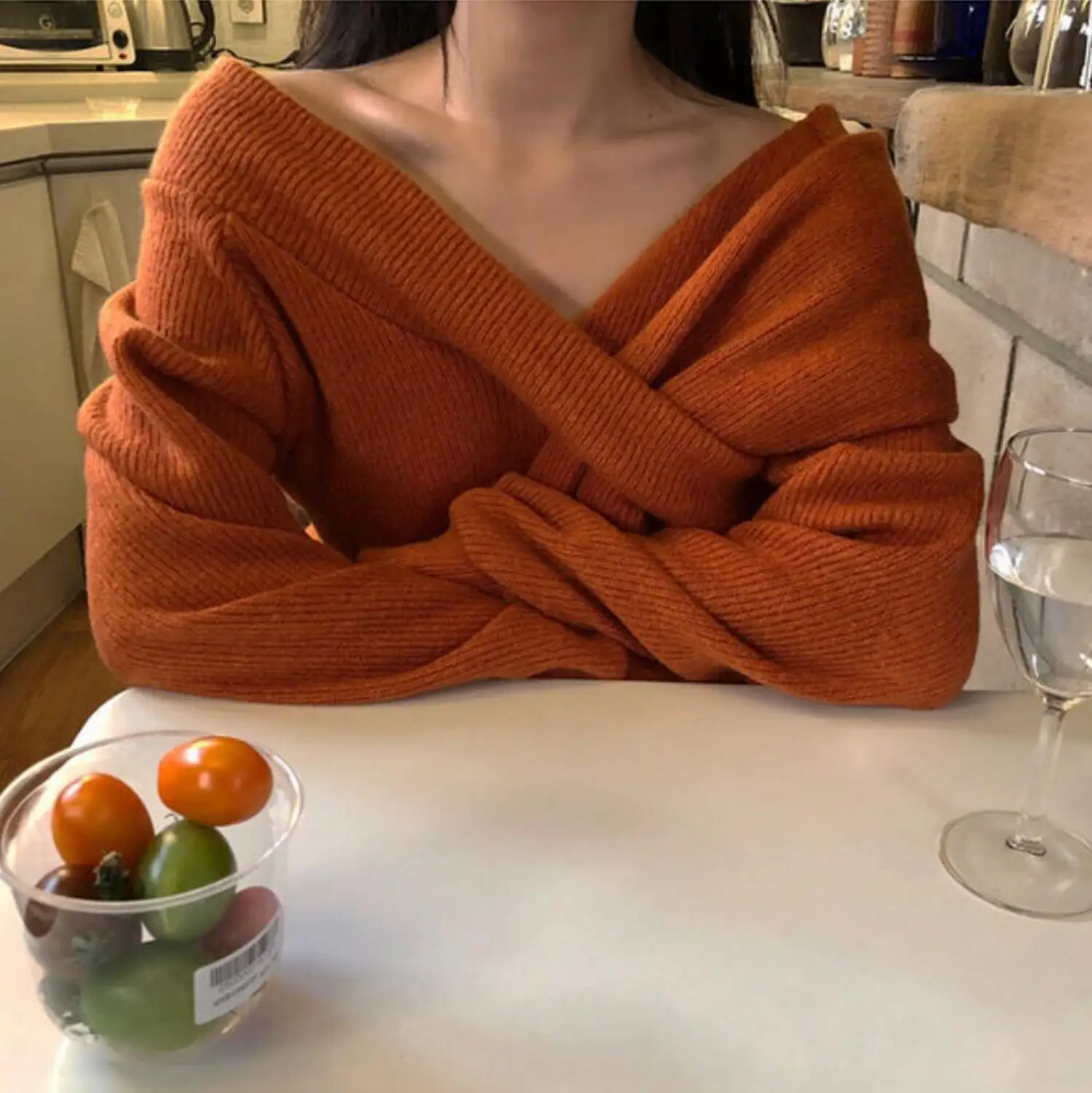 Элегантный пуловер с открытыми плечами RUGOD свитер женские сексуальные