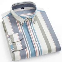 2021 new100 pure cotton mens oxford striped shirts plaid business casual high quality long sleeve shirt for man button up shirt