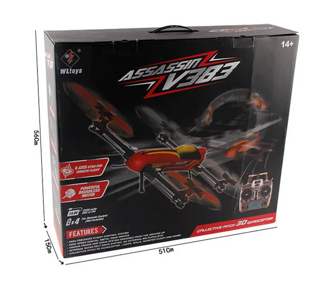 WLtoys V383 500 электрический 3D 6CH RC Квадрокоптер RTF 2 4 ГГц с бесщеточным