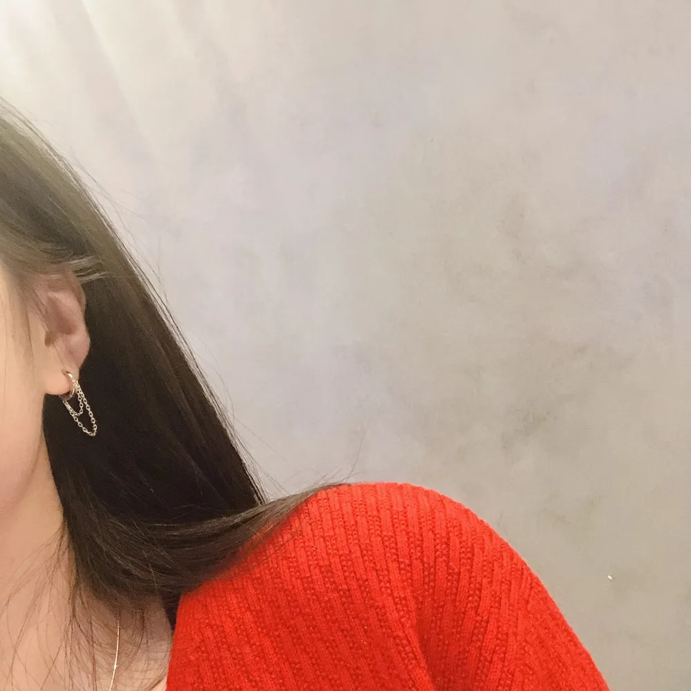 Серьги из стерлингового серебра 925 пробы, модное кольцо-цепочка, Несимметричное кольцо для ушей, Короткие серьги-капли, милые трендовые ювелирные изделия для девушек и женщин