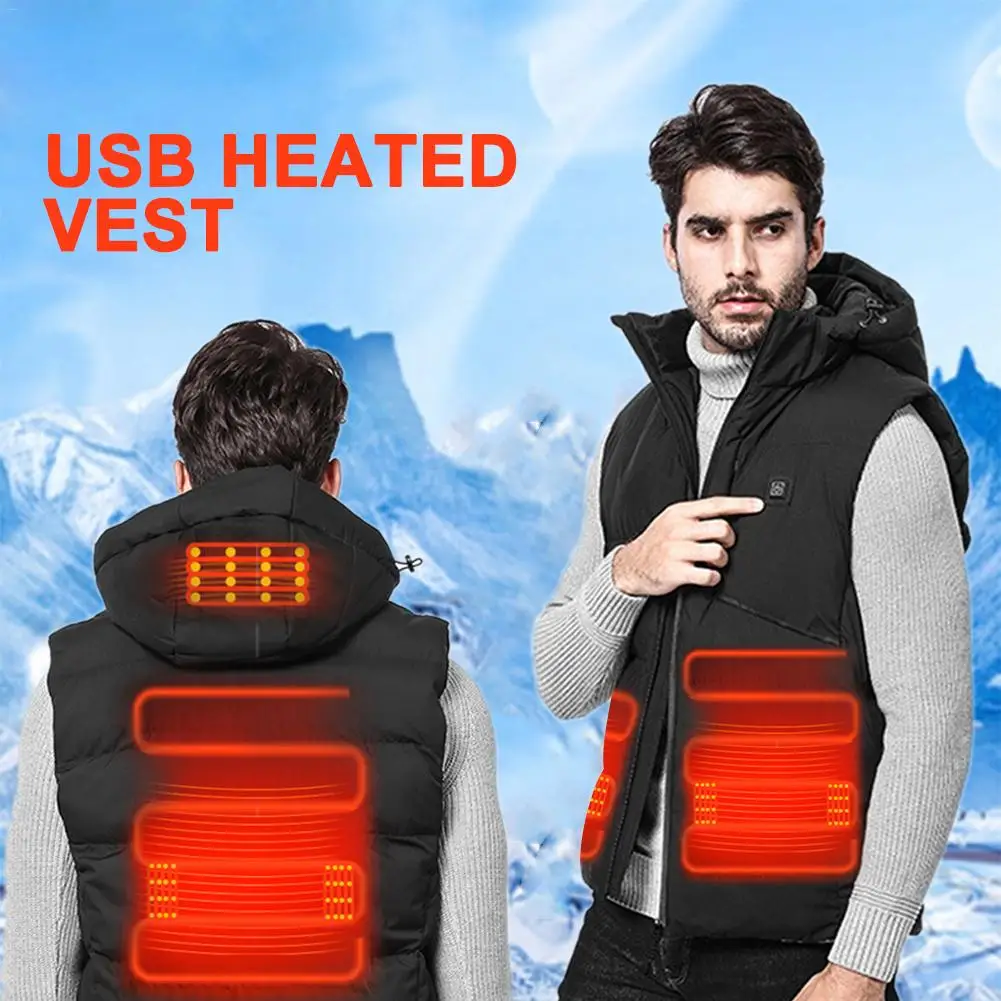 

Fashion Electric Heated Vest Men Women Heating Waistcoat Thermal Warm Clothing Usb Heated Outdoor Vest Winter Heated Jacket