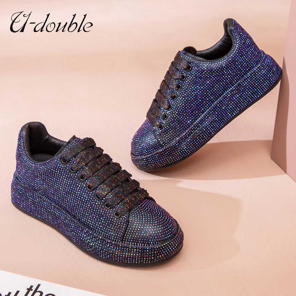 

U-DOUBLE Brand Women Shoes Autumn Female Outdoor Casual Sneakers Platform Starry Sky Shiny Ladies Vulcanized Shoes Big Size 43