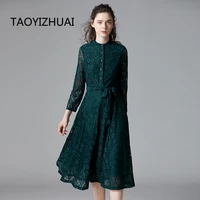 floral lace dress spring and autumn new brand retro french waist high small daisy plus size skirt
