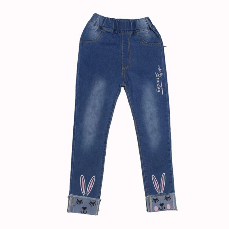 

Fashion Elastic Waist Kids Pants Cute Cartoon Rabbit Girls Jeans Casual Comfortable Slim-Fit Girls Pants 4-13 Years Kids Clothes
