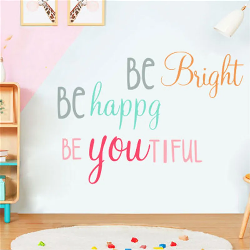Be Bright Happy вдохновляющие цитаты стикер на стену для детской комнаты домашний Декор