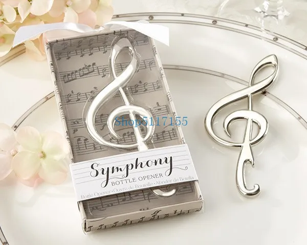 

100pcs creative party gift Unique Wedding Favors Symphony Chrome Music Note Bottle Opener wedding gift