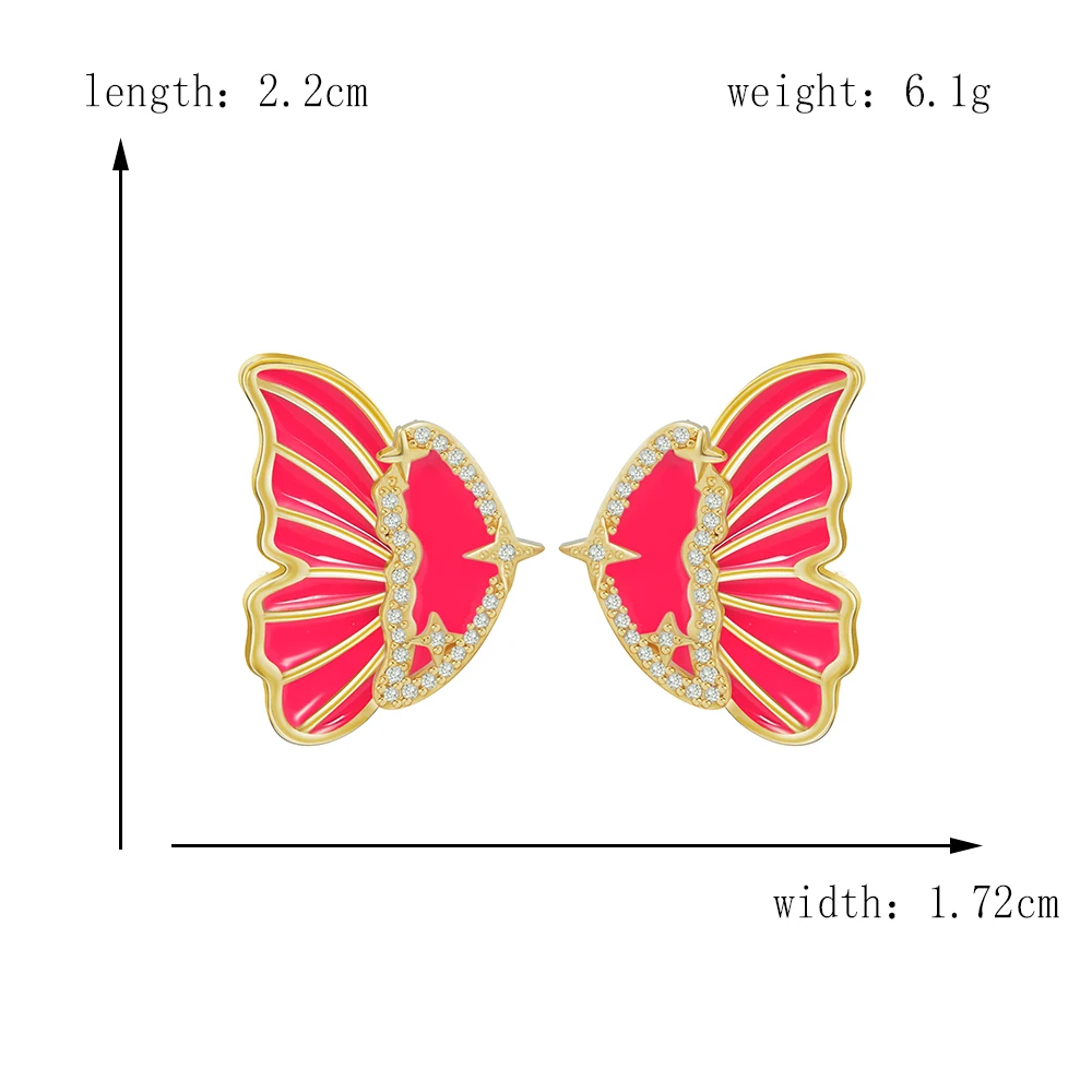 Женские серьги-каффы маленькие разноцветные Серьги-каффы с бабочками и