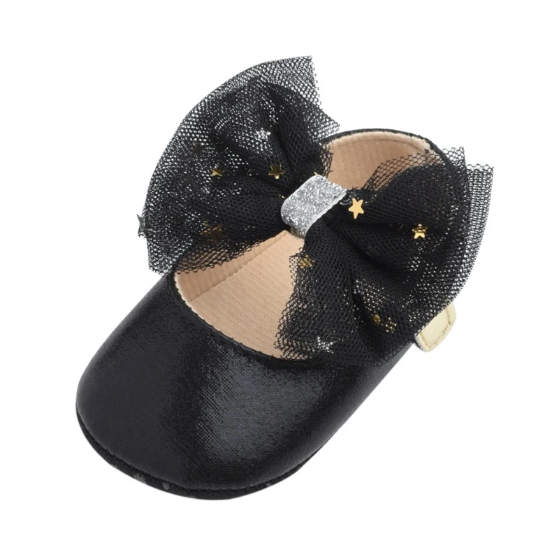 B Для маленьких девочек Bling из искусственной кожи обувь Малыш Парусиновые мокасины; первые шаги в виде короны, банта на мягкой подошве нескользящая обувь для колыбельки - Цвет: B