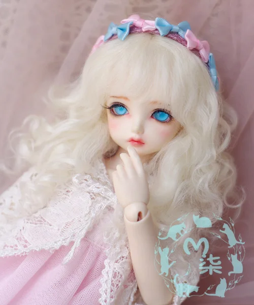 M7-bjd кукольный парик из мохера Рождество 8-9 дюймов 7-8 дюймов 6-7 дюймов 5-6 дюймов 4-5 дюймов 3-4 дюйма 1/3 1/4 1/6 1/8 1/12 блонд, коричневый, красный - Цвет: milk white