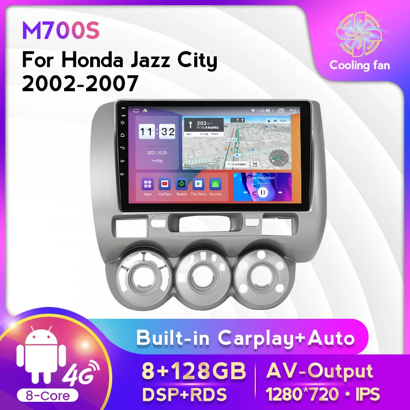 

Автомобильный радиоприемник на Android 11 8 + 128G WIFI 4G LTE для Honda Jazz city 2002-2007 GPS навигация мультимедийный плеер IPS RDS DSP Carplay + авто