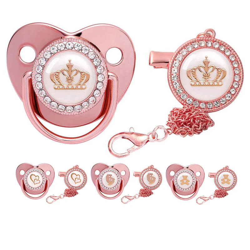 2022 зажимы для соски-пустышки новорожденных розовое золото блестящий