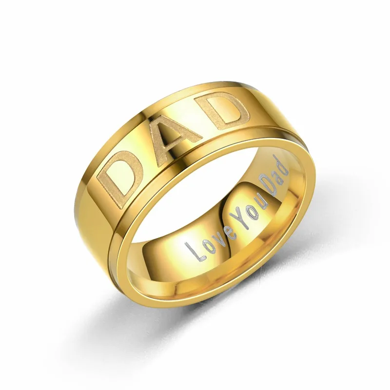 

2021 8mm Titanium Steel Men Rings I Love You DaD Smpile Frosted Ring Father's Day Gift Engagement Anniversary Gif