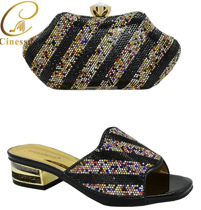 Новинка Итальянские вечерние туфли и сумочка в комплекте Роскошные женские